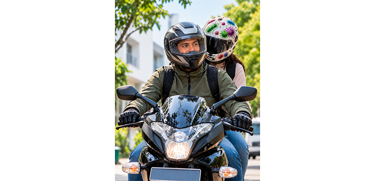 Casco de motocicleta compartido y la importancia de mantener una adecuada higiene